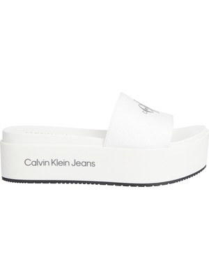 Calvin Klein Beyaz Kadın Terlik YW0YW01036YBR
