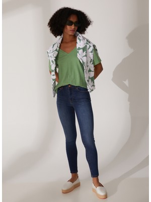 Lee Cooper Jamy Normal Bel Dar Kesim Çok Dar Paça Mavi Kadın Jean Pantolon