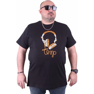 Büyük Beden Sıfır Yaka Tişört Headphone 23172 Siyah