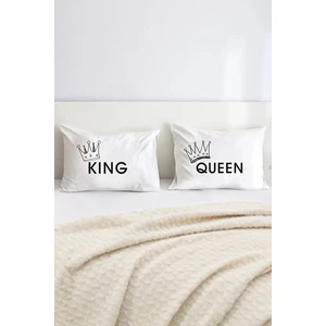 King ve Queen Pamuklu Çift Kişilik 50X70 cm Yastık Kılıfı Seti