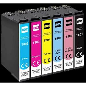 Photo Print Epson PX730WD  T0801-T0802-T0803-T0804-T0805-T0806  6 Renk Muadil Kartuş Seti 500 Sayfa