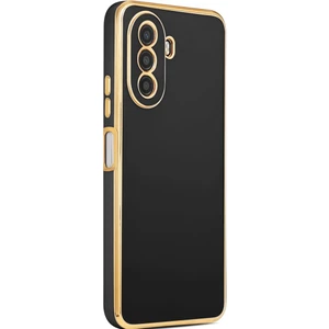 Huawei Nova Y70 Kılıf Kenarı Gold Renkli Silikon Bark Kapak