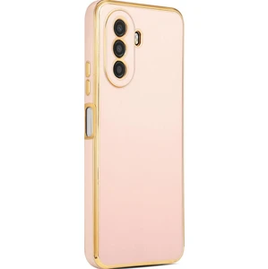 Huawei Nova Y70 Kılıf Kenarı Gold Renkli Silikon Bark Kapak