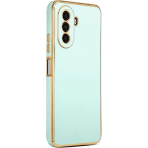 Huawei Nova Y70 Kılıf Kenarı Gold Renkli Silikon Bark Kapak