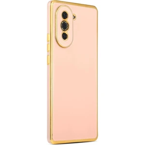 Huawei Nova 10 Kılıf Kenarı Gold Renkli Silikon Bark Kapak Kapak