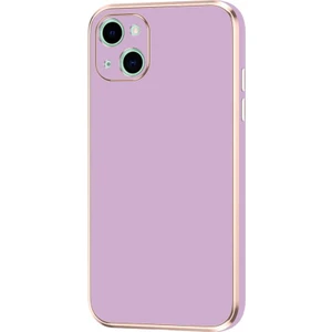 Apple iPhone 14 Plus Kılıf Kenarı Gold Renkli Silikon Bark Kapak Kapak