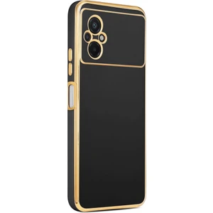 Xiaomi Poco M5 Kılıf Kenarı Gold Renkli Silikon Bark Kapak Kapak