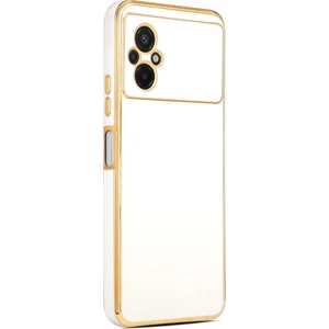 Xiaomi Poco M5 Kılıf Kenarı Gold Renkli Silikon Bark Kapak Kapak