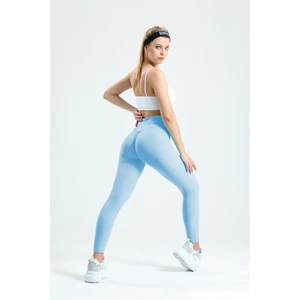 Mavi Kalçası Büzgülü ve Ekstra Push Up  Seamless Yüksek Bel Kalça Şekillendirici Tayt