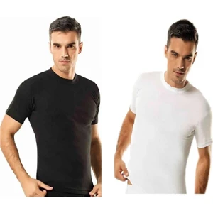 Erkek 6'lı Sıfır Yaka Yarım Kollu Penye Atlet Abani Classic (3 Beyaz - 3 Siyah)