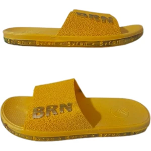 Brn B050-10 Unisex Sarı Kaymaz Taban Deniz Plaj Havuz Günlük Yürüyüş Terlik