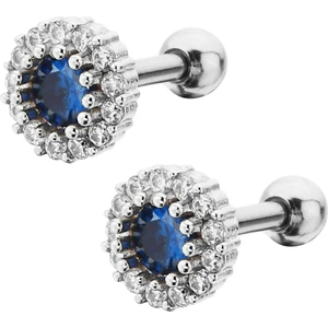 By Dilek Çetin Accessory Çelik Mavi Taşlı Kıkırdak Helix Tragus Piercing(1 Adet)