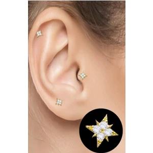By Dilek Çetin Accessory Çelik Yıldız Figürlü Kıkırdak Helix Tragus Piercing (1 Adet)