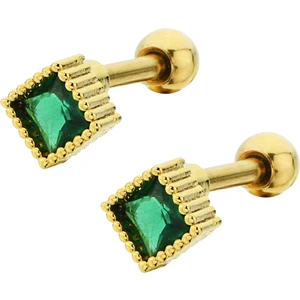 By Dilek Çetin Accessory Çelik Yeşil Tek Taş Kıkırdak Helix Tragus PIERCING(1ADET)