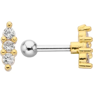 By Dilek Çetin Accessory Çelik Üç Taşlı Kıkırdak Helix Tragus Piercing