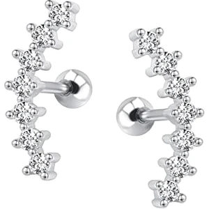 By Dilek Çetin Accessory Kıkırdak Helix Tragus Yedi Taşlı Piercing ( 1 Adet)