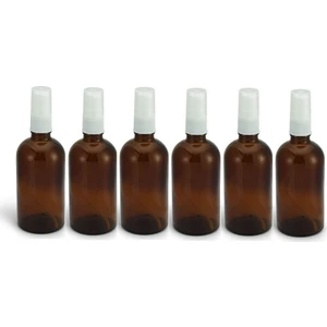 Amber Cam Şişe 100 ml Beyaz Sprey Başlıklı 6 Adet