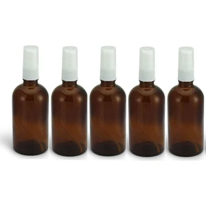 Amber Cam Şişe 100 ml Beyaz Sprey Başlıklı 5 Adet