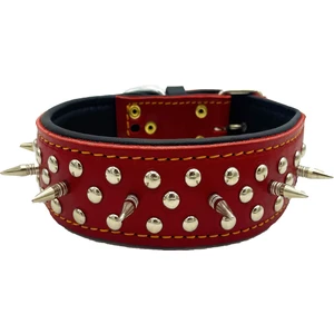 Tasma Market Çivili Dikenli Yumuşak Dokulu Deri Köpek Tasması