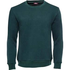 Yeşil Desensiz Bisiklet Yaka Sweatshirt
