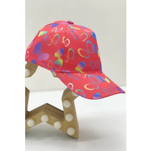 Kız Çocuk Kelebek Desenli Kasket Şapka Y2324003 Kırmızı