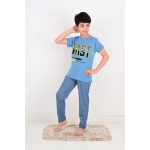 Erkek Çocuk Kısa Kollu Pijama Takımı Fast Model Mavi