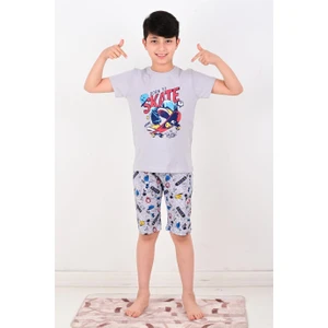 Erkek Çocuk Kapri  Pijama Takımı Born To Skate Gri