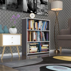Kenzlife kitaplık süper ga 090*80*19 gri 3 katlı tek bölme ofis mutfak banyo dolabı arkalıksız