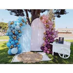 Eğlence Marketi Krom Gold Derin Okyanus Makaron Mavi Pembe Yaban Çileği ve Toz Pembe Balon Zinciri 100 Adet