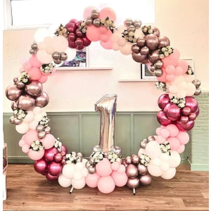 Eğlence Marketi Krom Rose Gold Pembe Makaron Pembe ve Beyaz Balon Zinciri 100 Adet