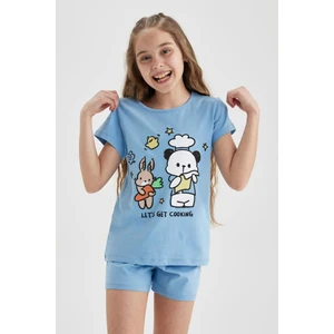 Kız Çocuk Baskılı Kısa Kollu Şortlu Pijama Takım A1365A823SM