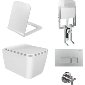 Hera Rimless Asma Klozet +klozet kapağı melamin + Gömme Rezervuar Takım