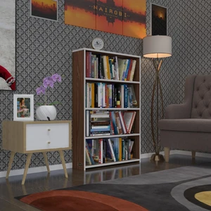 Kenzlife kitaplık süper ga 120*80*19 cvz 4 katlı tek bölme ofis mutfak banyo dolabı arkalıksız