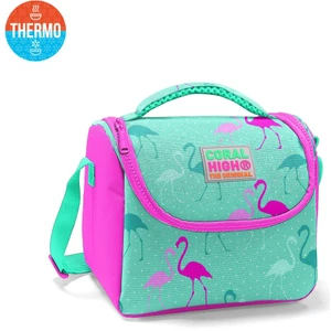 Coral High Kids Su Yeşili Neon Pembe Flamingo Desenli Thermo Beslenme Çantası