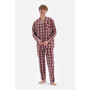 Bordo Ekose Poplin Pijama Takım