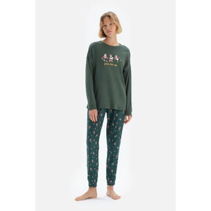 Yeşil Baskılı Pijama Alt