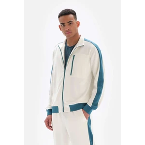 Beyaz Erkek Ceket Fermuarlı Cupro