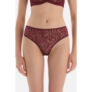 Vişne Şerit Detaylı Dantelli Brazillian