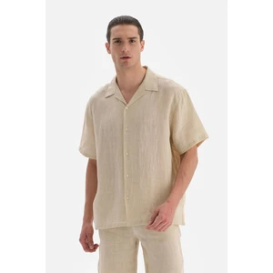 Bej Keten Kk. Gömlek