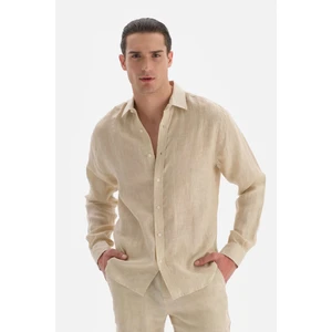 Bej Keten Uk. Gömlek