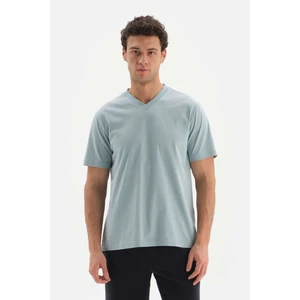 Mavi V Yaka Basic Supima Tişört
