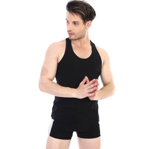 Çift Kaplan Erkek Ribana Spor Siyah Atlet 915