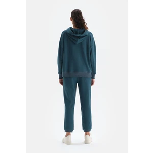 Petrol Kapüşonlu Önde Cep Dewtayli Sweatshirt