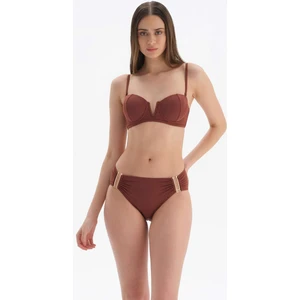 Kahve Straplez V Tel Bikini Üst
