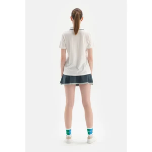 Beyaz Kadın Pike Yakalı Tişört