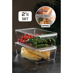 Meleni Home 2'Li Kapaklı Buzdolabı Düzenleyici Buzdolabı Içi Düzenleyici Organizer 10 X 32,5 X 20 Cm