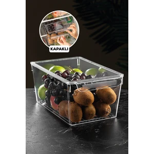 Meleni Home Kapaklı Buzdolabı Düzenleyici Buzdolabı Içi Düzenleyici Organizer 14 X 32,5 X 20 Cm