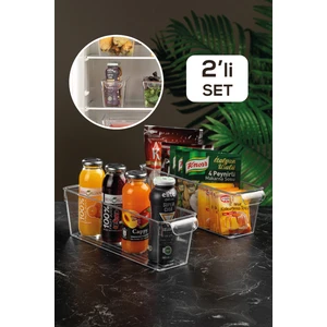 Meleni Home 2'Li Buzdolabı Düzenleyici - Şeffaf Buzdolabı Içi Düzenleyici Organizer 10 X 32,5 X 10 Cm
