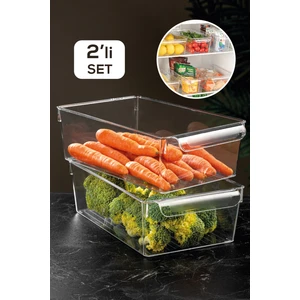 Meleni Home 2'Li Buzdolabı Düzenleyici - Şeffaf Buzdolabı Içi Düzenleyici Organizer 10 X 32,5 X 20 Cm