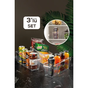 Meleni Home 3'Lü Buzdolabı Düzenleyici - Şeffaf Buzdolabı Içi Düzenleyici Organizer 3xmini